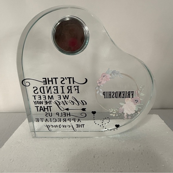 Heart-Shaped Glass Clock with Inspirational Quote - Picture 2 of 4